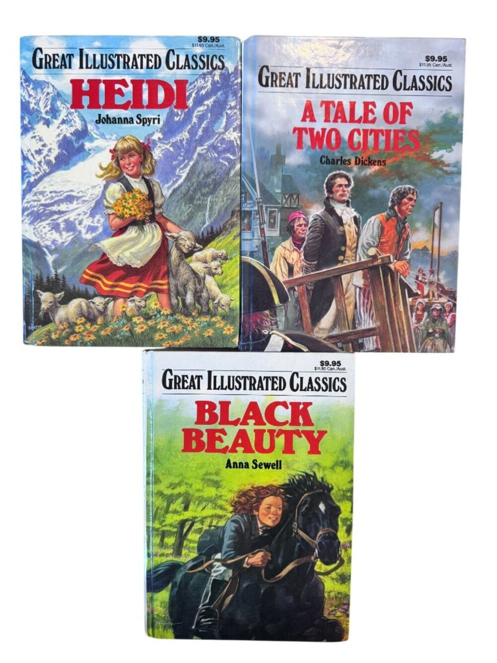Great Illustrated Classics Lot of 3 Heidi Black Beauty A Tale of Two Cities Vint